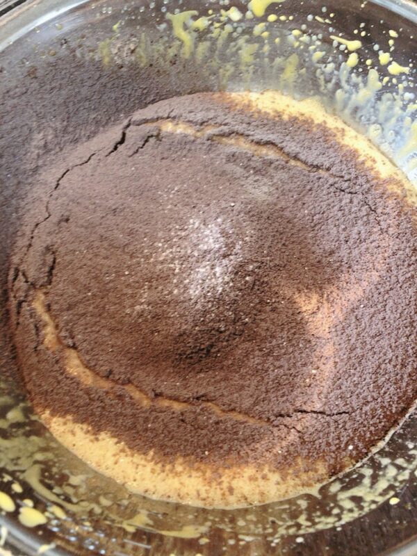 Chocolate chiffon cake, where all the flour is sifted
