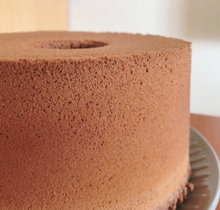 Chocolate chiffon cake cross section